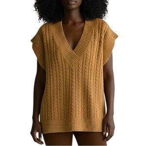 Antonio Melani 100% cashmere mustard cable knit longline sweater vest size M